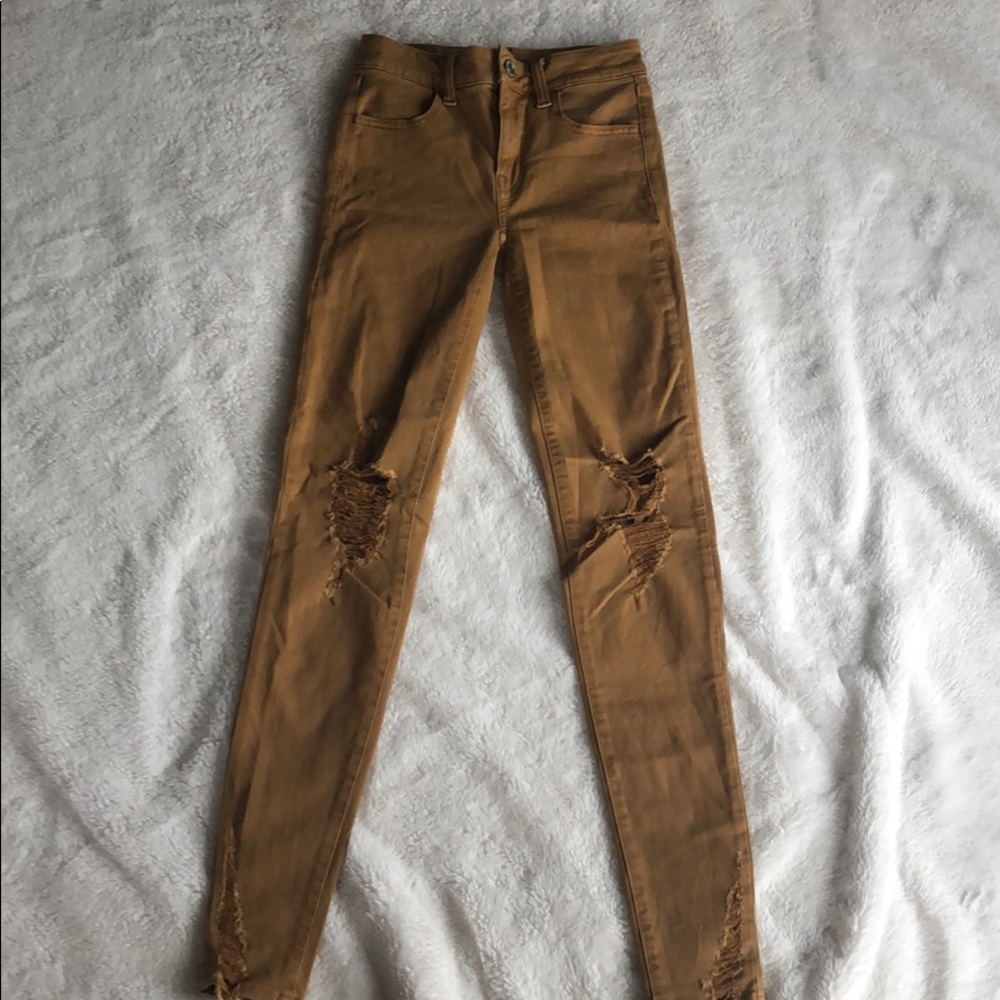 American Eagle Mustard Colored Hi-Rise Jeggings